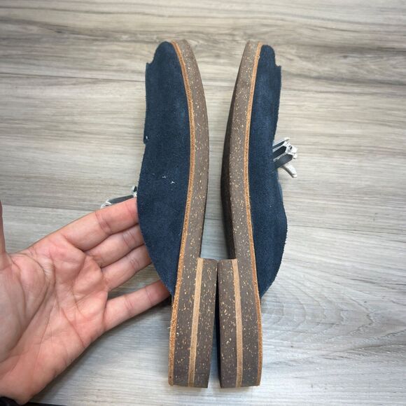 U-Dot Japanese Blue Leather Slip On Mules Size 8 Handmade Japan - Picture 2 of 10